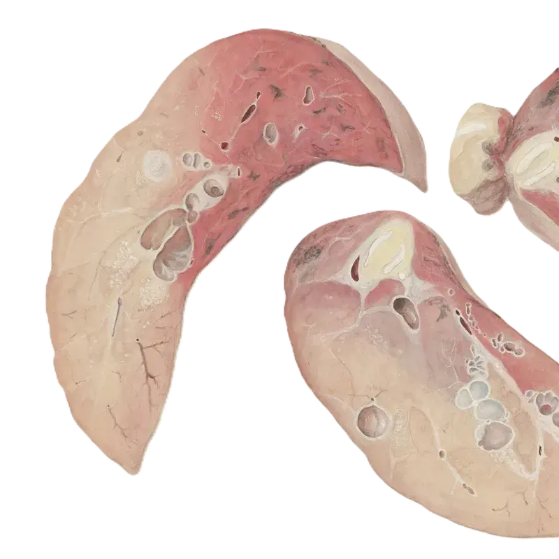 Medical illustration representing pulmonary tuberculosis research.